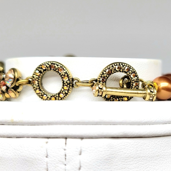 Heidi Daus Gold Pearl and Diamond Swarovski Crystal Asymmetrical Jewelry Set - Picture 12 of 14